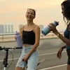 Edelstahl Trinkflasche 1L mit Strohhalm Thermoskanne Sport Produktbild-Vorschau 7