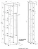 Technical drawing of a tall cabinet with dimensions and assembly instructions. Produktbild-Vorschau