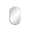 A frameless oval mirror with a silver-grey border, presented against a white background. Voir les images du produit