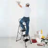 A man painting a wall while standing on a metal ladder. Náhled obrázku produktu