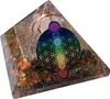 CHONIT Orgonit Pyramide, Chakra-Mix gold mit Symbol Blume Produktbild-Vorschau 1
