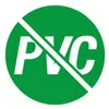 A green circle with a white diagonal line and the letters PVC in white. Produktbild-Vorschau