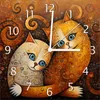 Wallario Design Wanduhr Malerisches Katzenduo aus Echtglas, Produktbild-Vorschau 1