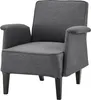 A dark gray upholstered armchair is shown from the front against a white background. Voir les images du produit