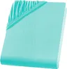 A folded aqua-colored fitted sheet on a white background. Produktbild-Vorschau