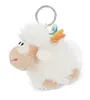 A fluffy white sheep keychain with rainbow-colored wings. Produktbild-Vorschau