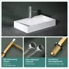 A bathroom sink faucet and its components are shown in a collage format. Produktbild-Vorschau