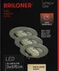 A product box for BRILONER LED lights, showing a stack of three recessed lights and listing product specifications. Anteprima dell’immagine prodotto