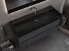 A modern bathroom vanity with a black sink and gray drawers. Produktbild-Vorschau
