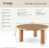 Table basse SISSI ronde avec pieds en bois massif - Chêne Voir les images du produit 6