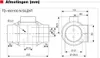 Technical drawing with dimensions of a ventilation fan. Náhled obrázku produktu