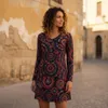 Hippie Minikleid Boho Chic, Langarm Tunika Mandala - Produktbild-Vorschau 4