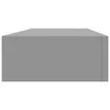 A side view of a gray rectangular shelf with a drawer, isolated on a white background. Produktbild-Vorschau