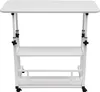 A white adjustable height side table with two shelves and wheels. Náhled obrázku produktu