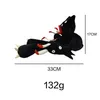 A plush toy is shown lying down against a white background, with dimensions and weight indicated by text overlays. Produktbild-Vorschau
