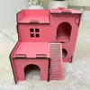 Hamsterhaus Mäusehaus Nagerhaus Holz Rosa 2-stöckig mit Produktbild-Vorschau 1