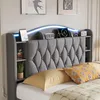 UnboxG Polsterbett 140x190 cm Grau mit LED & Stauraum, Samt Produktbild-Vorschau 11