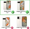 A collage of Google Pixel phones with their screen sizes and compatibility indicators. Produktbild-Vorschau