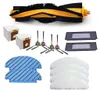 A collection of cleaning accessories for a robot vacuum cleaner, including a main brush, side brushes, dust bags, and mop pads. Produktbild-Vorschau