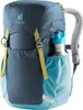 A blue Deuter Junior backpack with a water bottle in the side pocket. Náhľad obrázku produktu