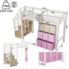Hochbett  90×200 cm Metall Weiß, platzsparendes Etagenbett Produktbild-Vorschau 8