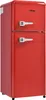 A red retro-style refrigerator with a freezer compartment on top. Produktbild-Vorschau