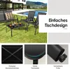 A patio furniture set with chairs, a bench, and a coffee table on a grassy lawn next to a swimming pool. Náhľad obrázku produktu