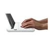 Hands typing on a white Logitech K480 Bluetooth keyboard. Produktbild-Vorschau