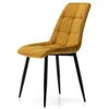 A single yellow velvet chair with black legs on a white background. Náhled obrázku produktu