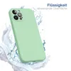 A light green phone case is shown with water splashing around it, suggesting it is water-repellent. Produktbild-Vorschau