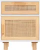 Comodini 2 pezzi. Pino massiccio bianco e rattan naturale Anteprima dell’immagine prodotto 5