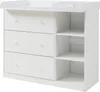 A white changing table with drawers and shelves against a white background. Podgląd zdjęcia produktu