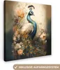 MuchoWow® - Leinwandbilder - Pfau - Pfauenfedern - Blumen - Produktbild-Vorschau 1