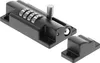 A black combination lock bolt with three rotating number dials and a silver bolt mechanism, shown with its separate receiver plate. Produktbild-Vorschau