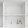 An empty white wardrobe interior with a hanging rail and two wooden hangers. Produktbild-Vorschau