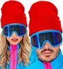 Rote Strickmütze Beanie uni in Wolloptik 80er Jahre Stil Produktbild-Vorschau 4