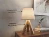 Kleine Tischlampe skandinavisch mit Holz & Leinen Produktbild-Vorschau 3