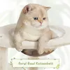 A light-colored cat is sitting in a plush cat bed with a clear acrylic bowl. Podgląd zdjęcia produktu