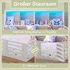 A collage of images showcasing a child's bed with storage and LED lighting, and a close-up of the bed's safety fence. Náhľad obrázku produktu