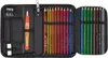 An open pencil case filled with colored pencils and a pen. Produktbild-Vorschau