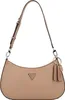 A beige handbag with a shoulder strap and two hanging charms. Produktbild-Vorschau