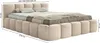 A low-profile upholstered bed with a padded headboard and base, shown with dimensions indicated. Produktbild-Vorschau