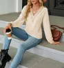 ASKSA Damen V-Ausschnitt Langarm T-Shirt Elegant Produktbild-Vorschau 4