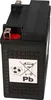 A black lead-acid battery with silver terminals and a red accent on one terminal. Produktbild-Vorschau