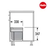 A technical drawing of a kitchen bin system with dimensions indicated. Produktbild-Vorschau