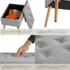 Banc avec coffre de rangement aspect lin RANYA - gris clair Voir les images du produit 4