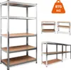 A collage of metal shelving units with wooden shelves. Produktbild-Vorschau