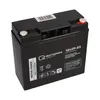 A black battery with white and silver accents and text on a white background. Produktbild-Vorschau