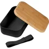 Brotdose / Lunchbox / mit Bambusdeckel / Farbe: schwarz Produktbild-Vorschau 2