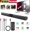 Collage of a soundbar, TV, remote, cables, and feature icons. Produktbild-Vorschau